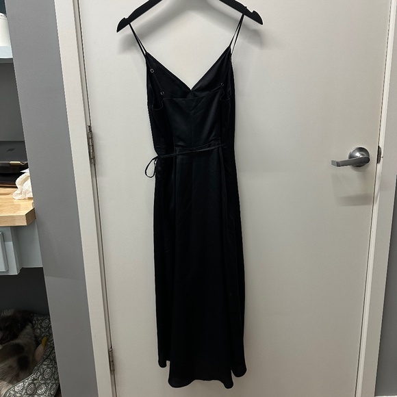 Abercrombie Black Silk Wrap Midi Dress - Picture 6 of 7